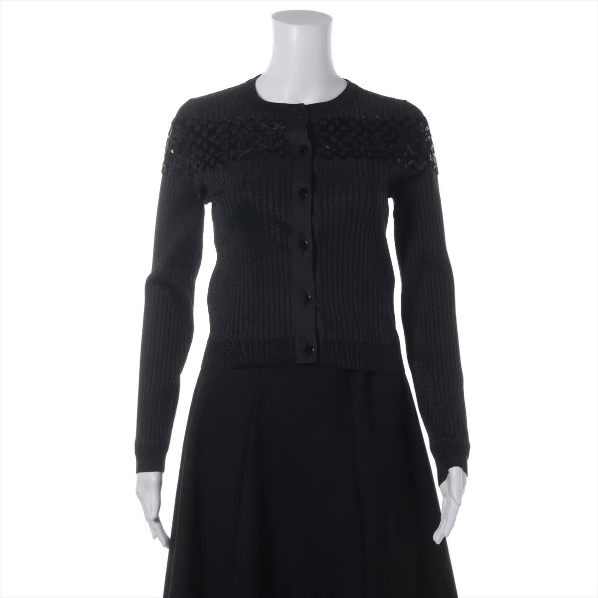 Louis Vuitton Sequins Polyester Long Sleeve Dress Black — product photo 3