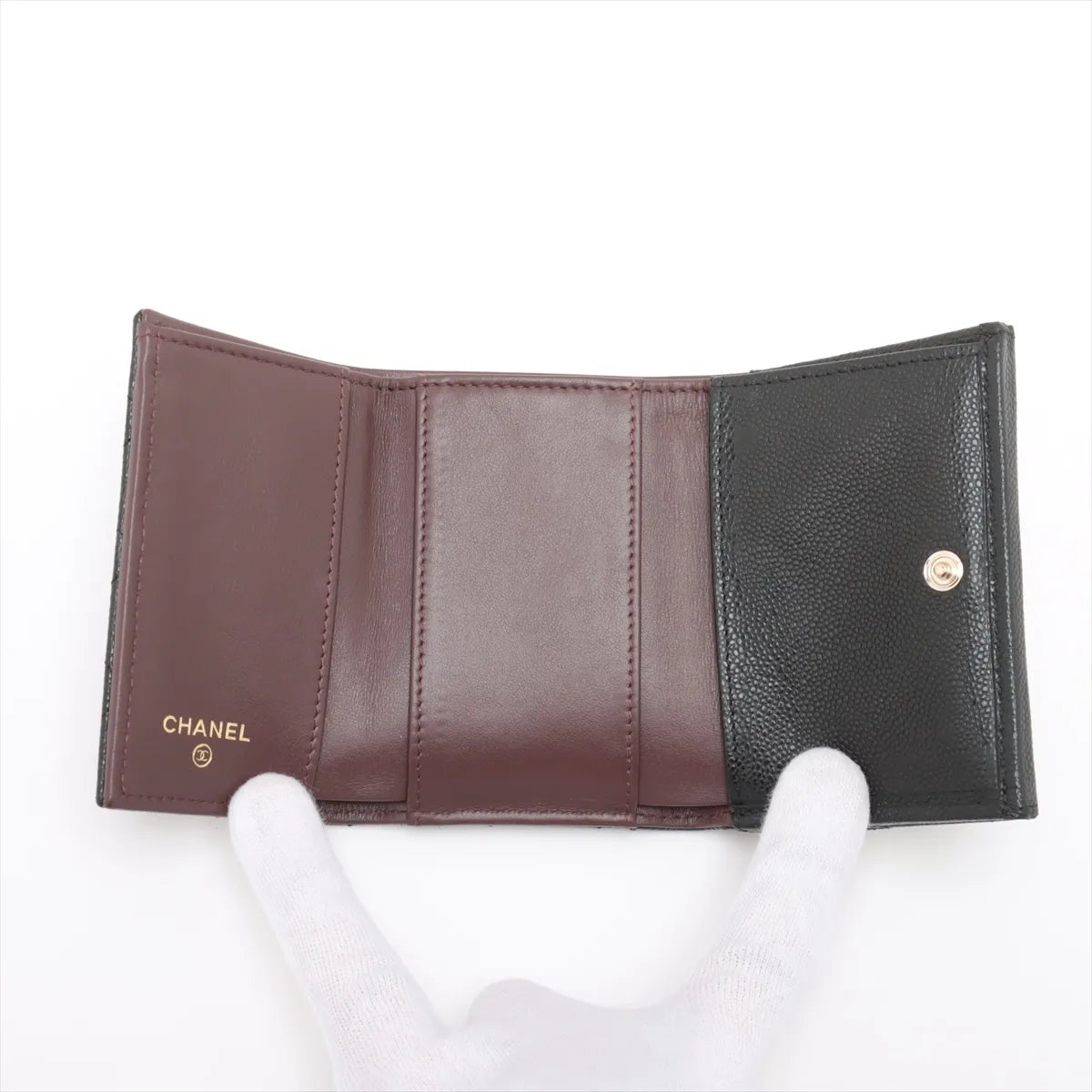 Chanel CC Logo Matelasse Caviar Skin Wallet Black