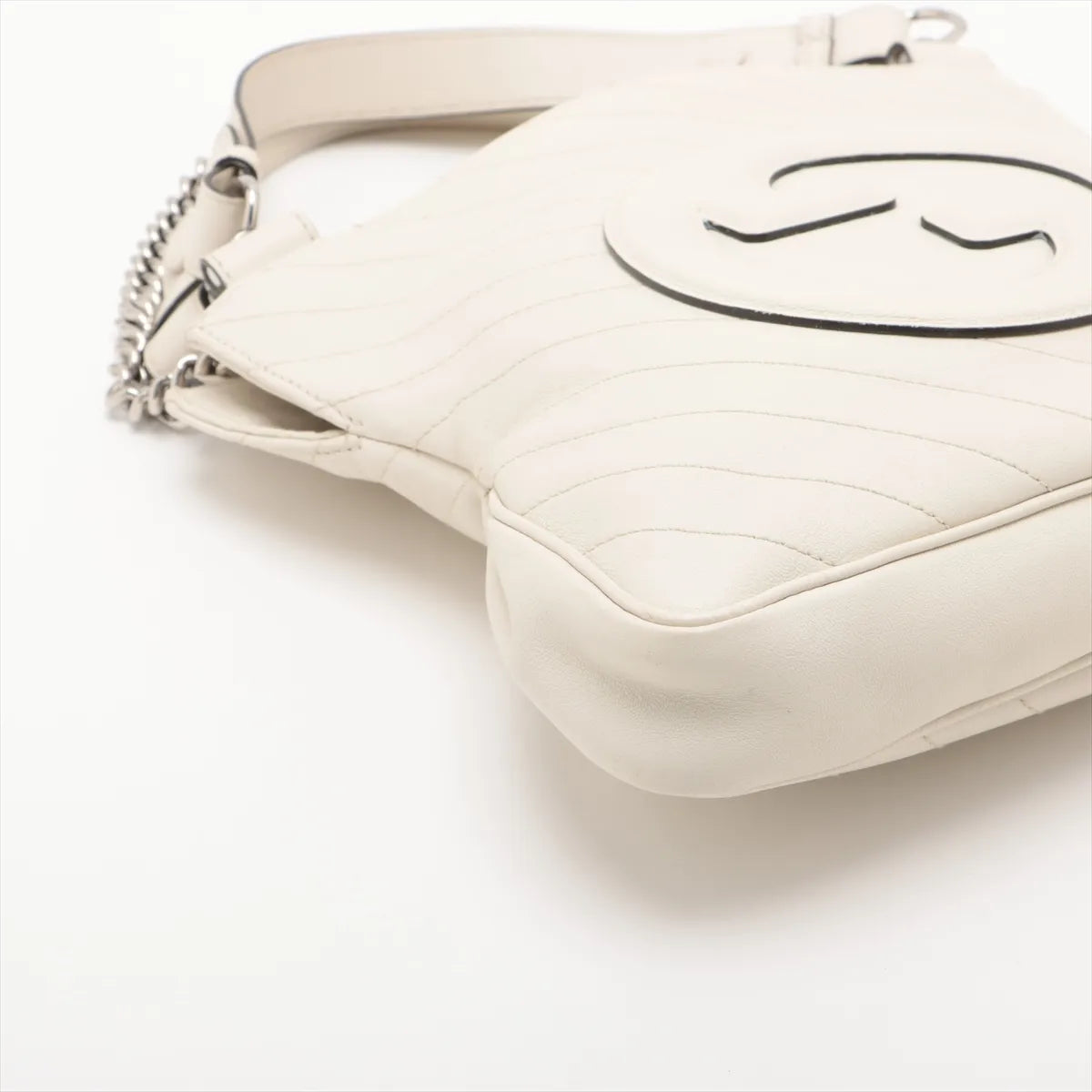 Gucci GG Logo Blondie Leather Shoulder Tote Bag White