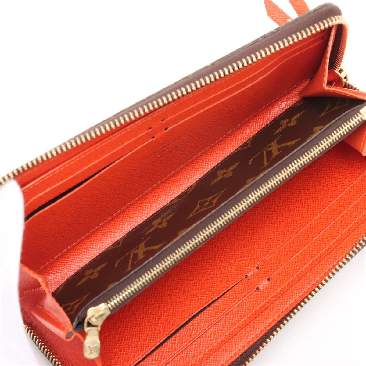 Louis Vuitton Monogram Clemence Wallet Brown x Orange