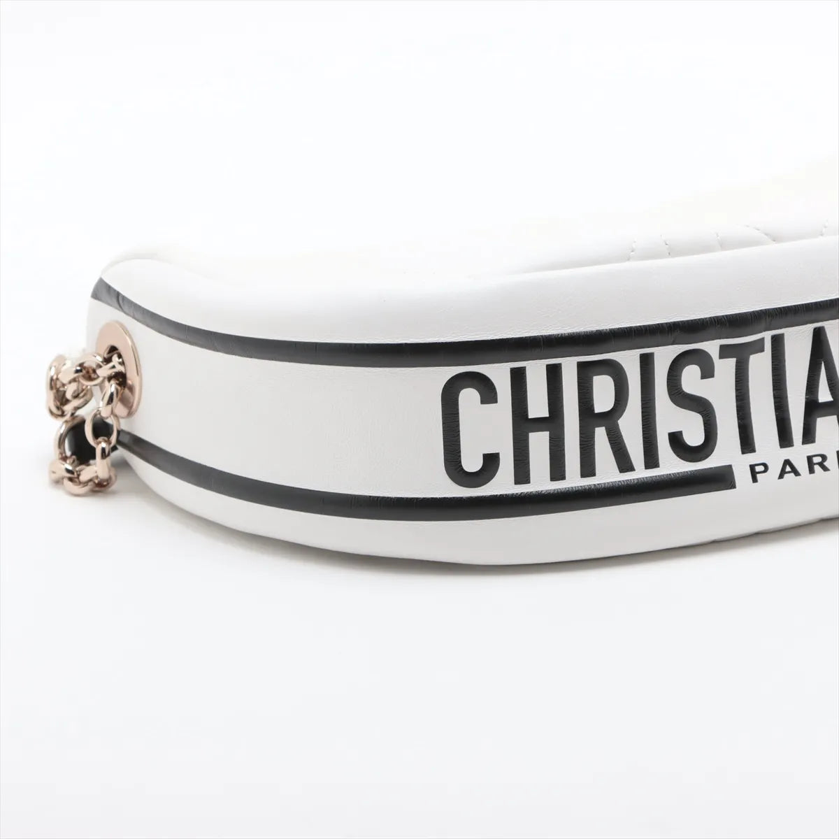 Christian Dior Vibe Hobo Leather Two-Way Shoulder Bag White x Black