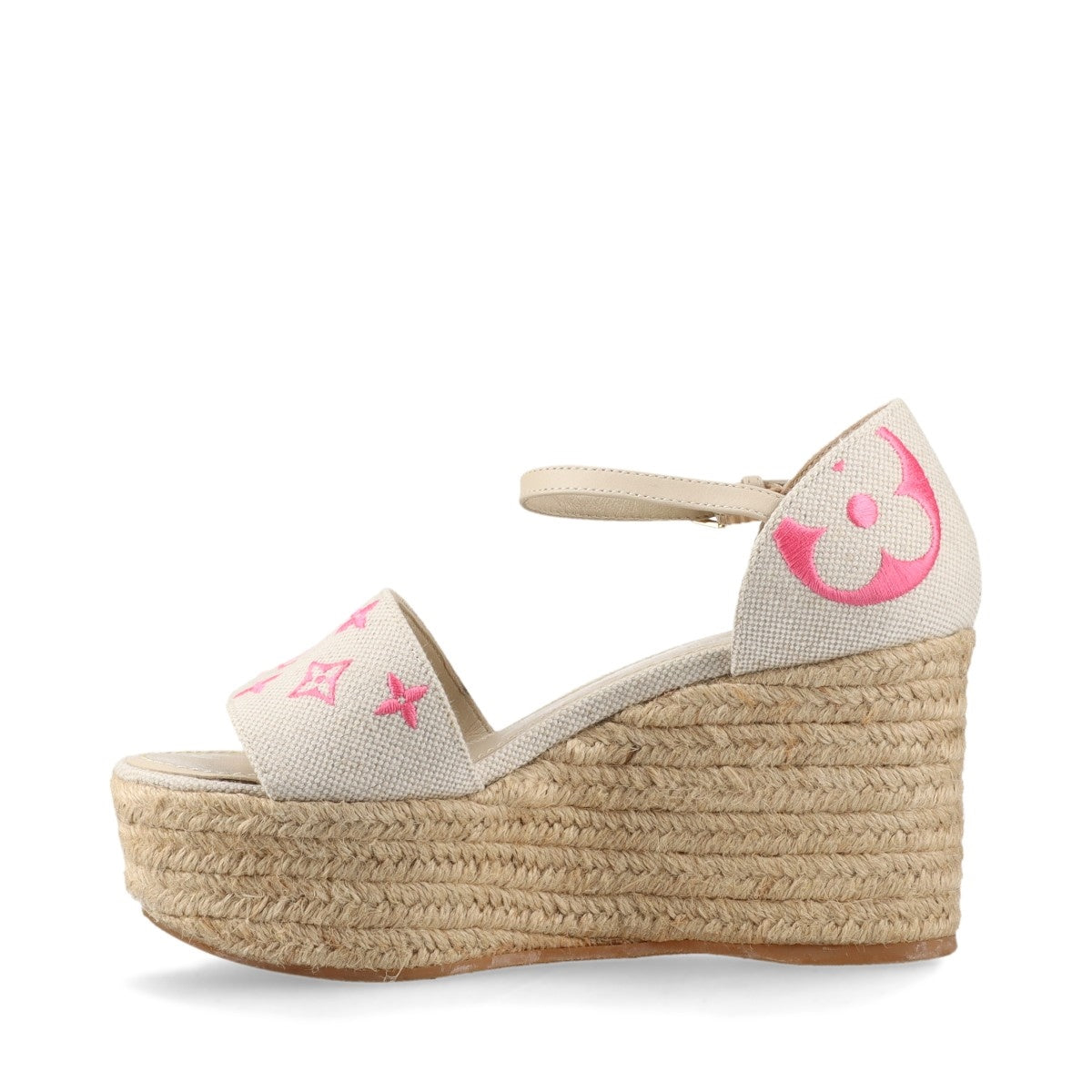 Louis Vuitton Monogram Starboard Espadrille Wedge Sandal White x Pink