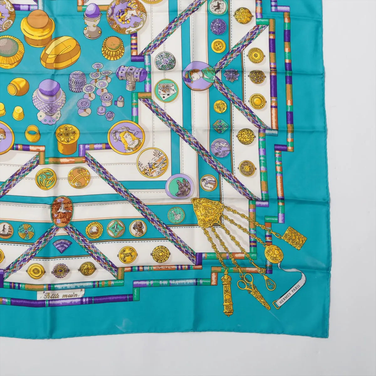 Hermès Carré 90 Petite Main Silk Scarf Blue