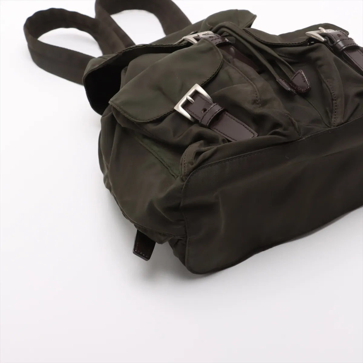Prada Tessuto Nylon Leather Backpack Khaki