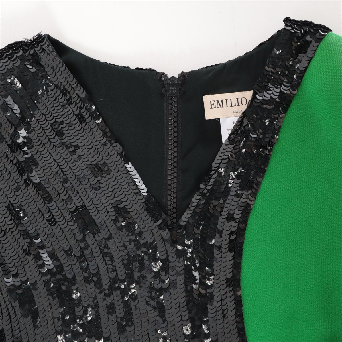 Quality Emilio Pucci Sequins Rayon Dress Black x Green