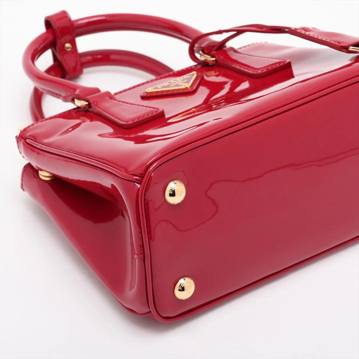 Prada Patent Leather Two-Way Handbag Red