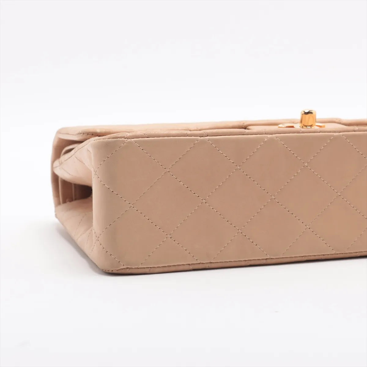 Chanel CC Logo Matelasse 25 Lambskin Double Flap Double Chain Bag Beige