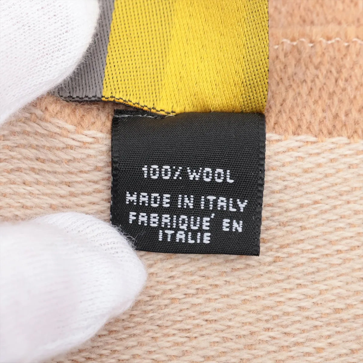 Fendi FF Logo Wool Scarf Beige