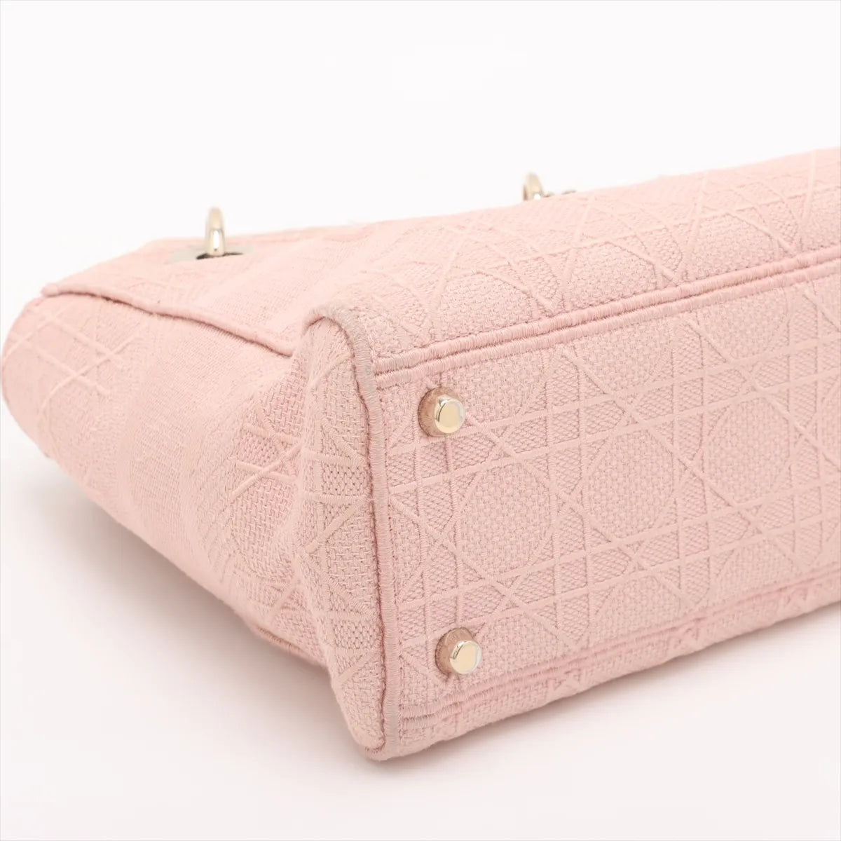 Christian Dior Lady D Lite Medium Canvas Two-Way Handbag Dusty Pink