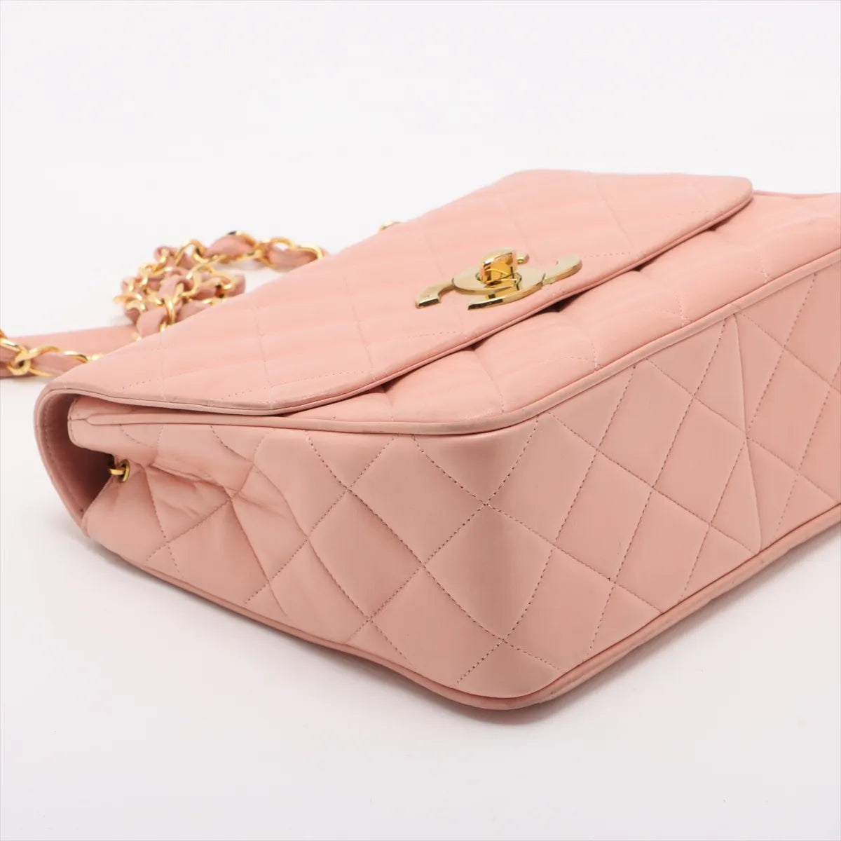 Chanel CC Logo Matelasse Lambskin Single Flap Single Chain Bag Pink — product photo 4