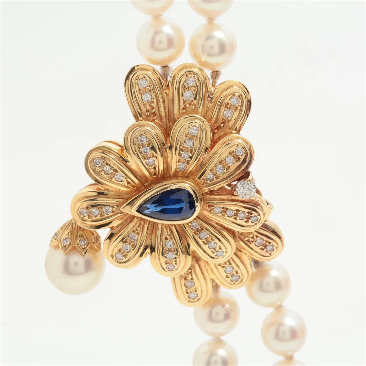 Best Seller Buy Second Hand Two Layer Pearl Sapphire Diamond Necklace