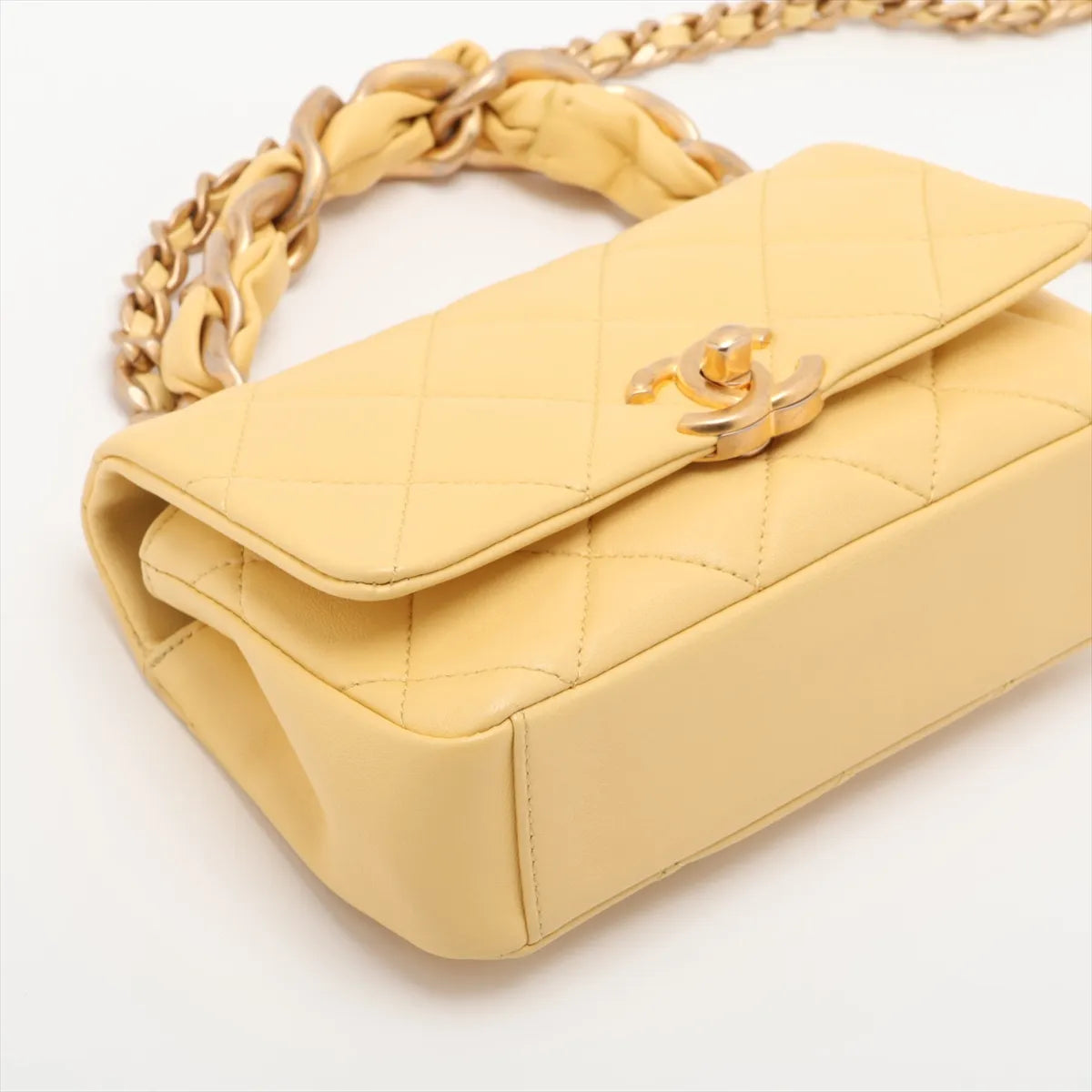 Chanel Mini Matelasse Lambskin Two-Way Shoulder Bag Yellow