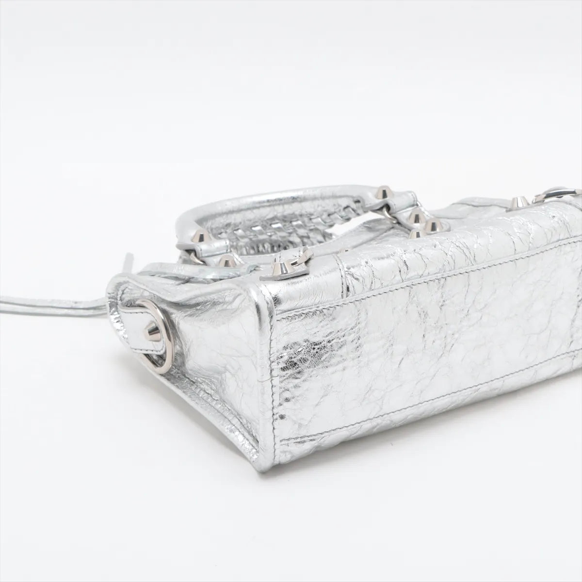 Balenciaga Le City Small Leather Two-Way Handbag Metallic Silver