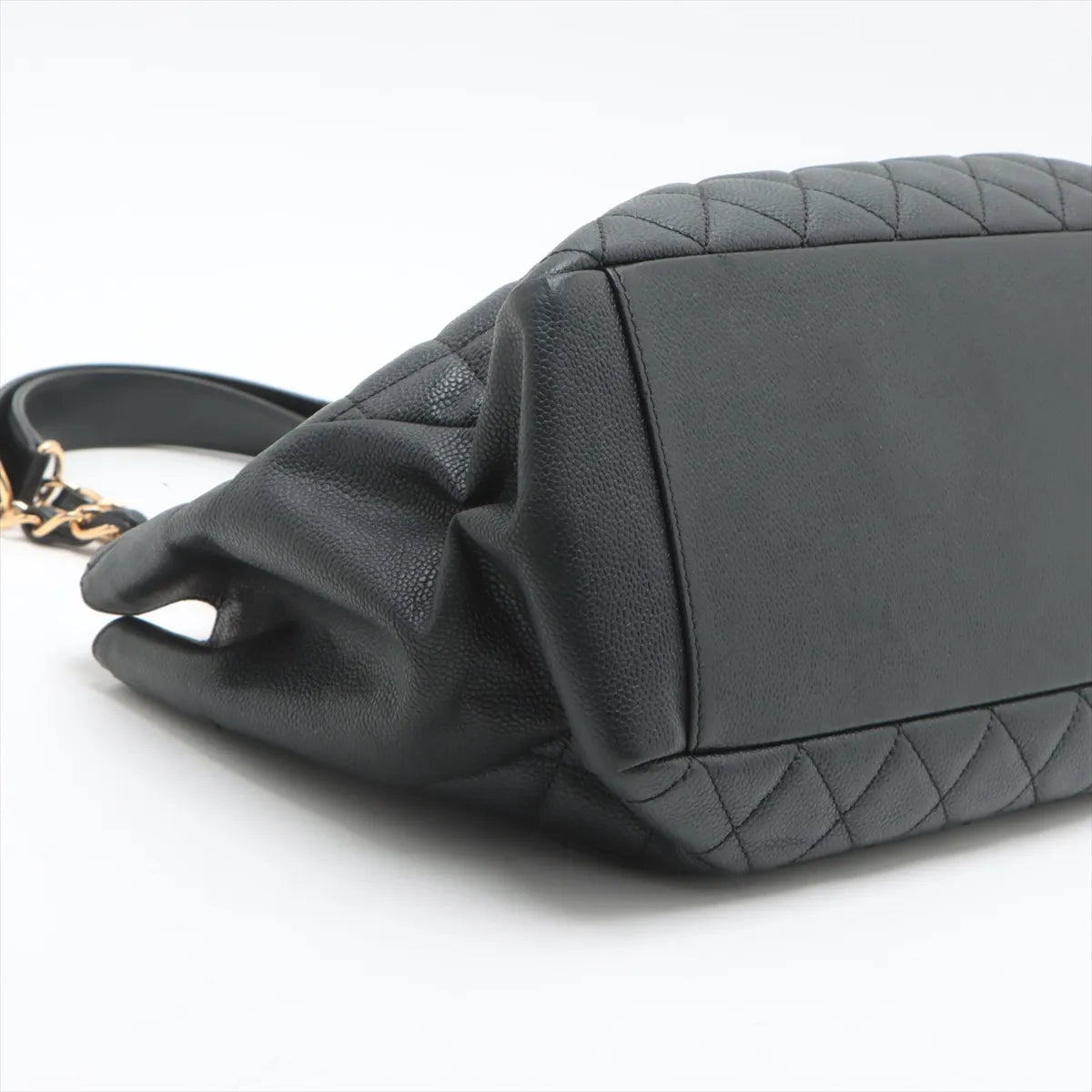 Chanel CC Logo Matelasse Caviar Skin Chain Tote Bag Black