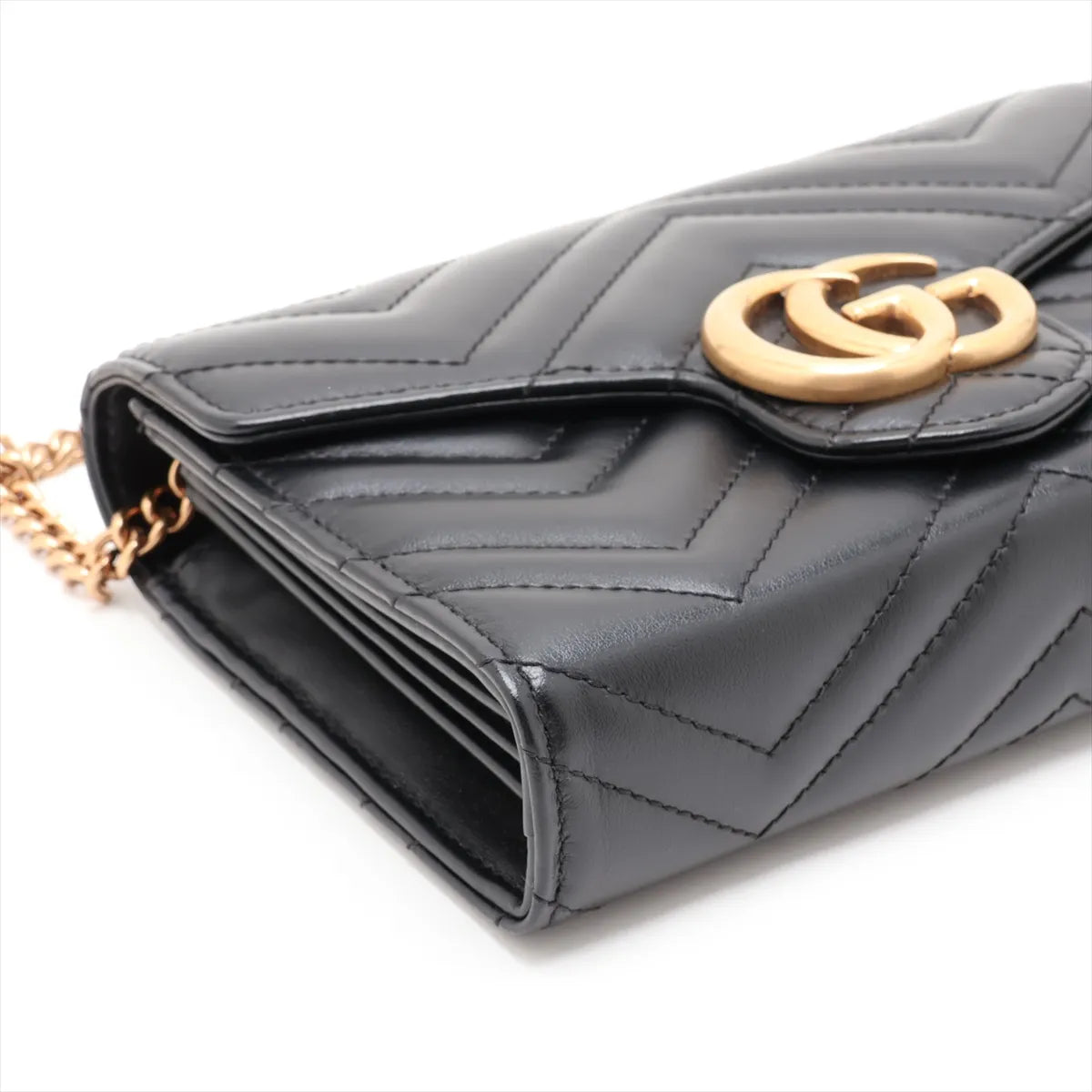 Gucci GG Marmont Leather Wallet on Chain Black
