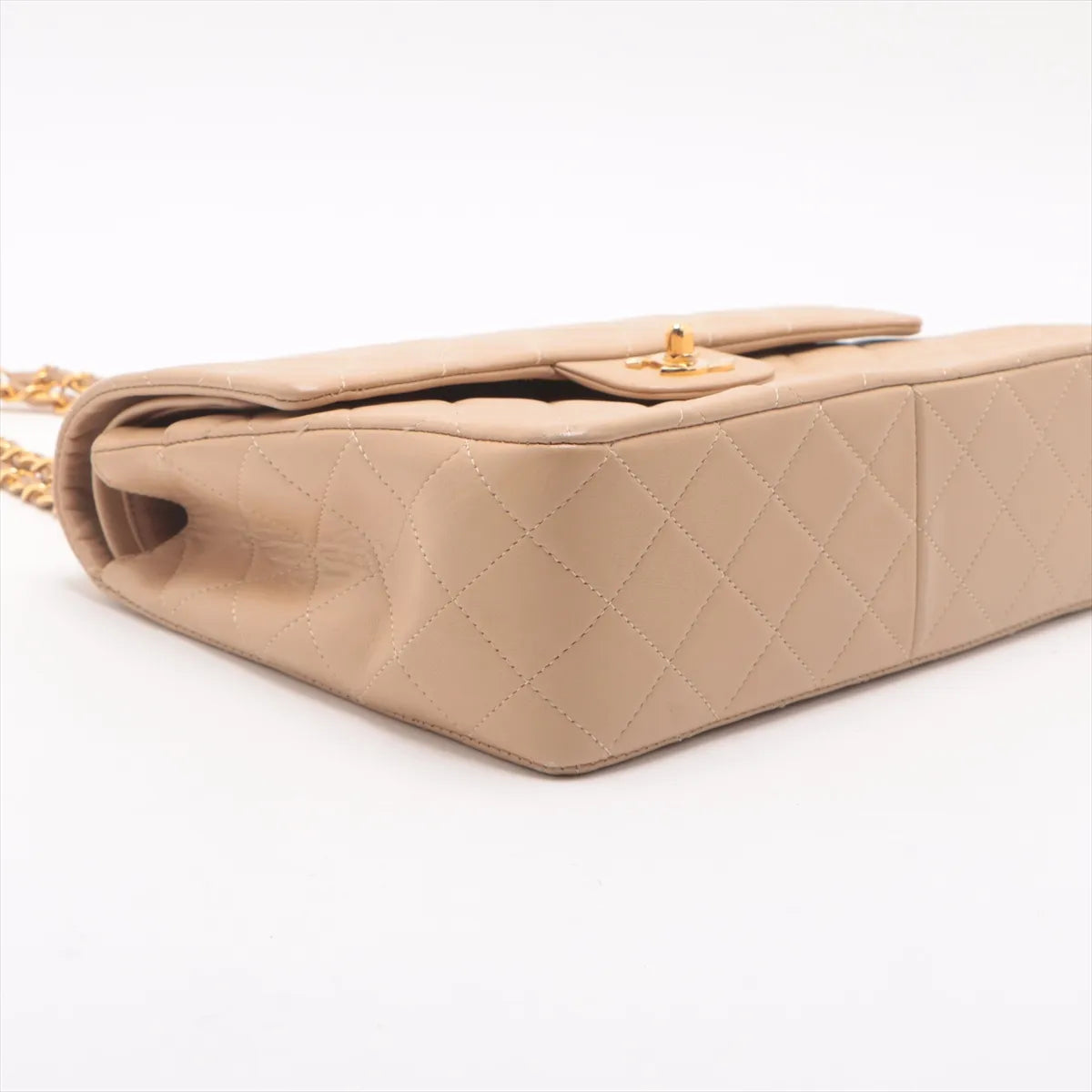 Chanel Matelasse Lambskin Double Flap Double Chain Bag Beige
