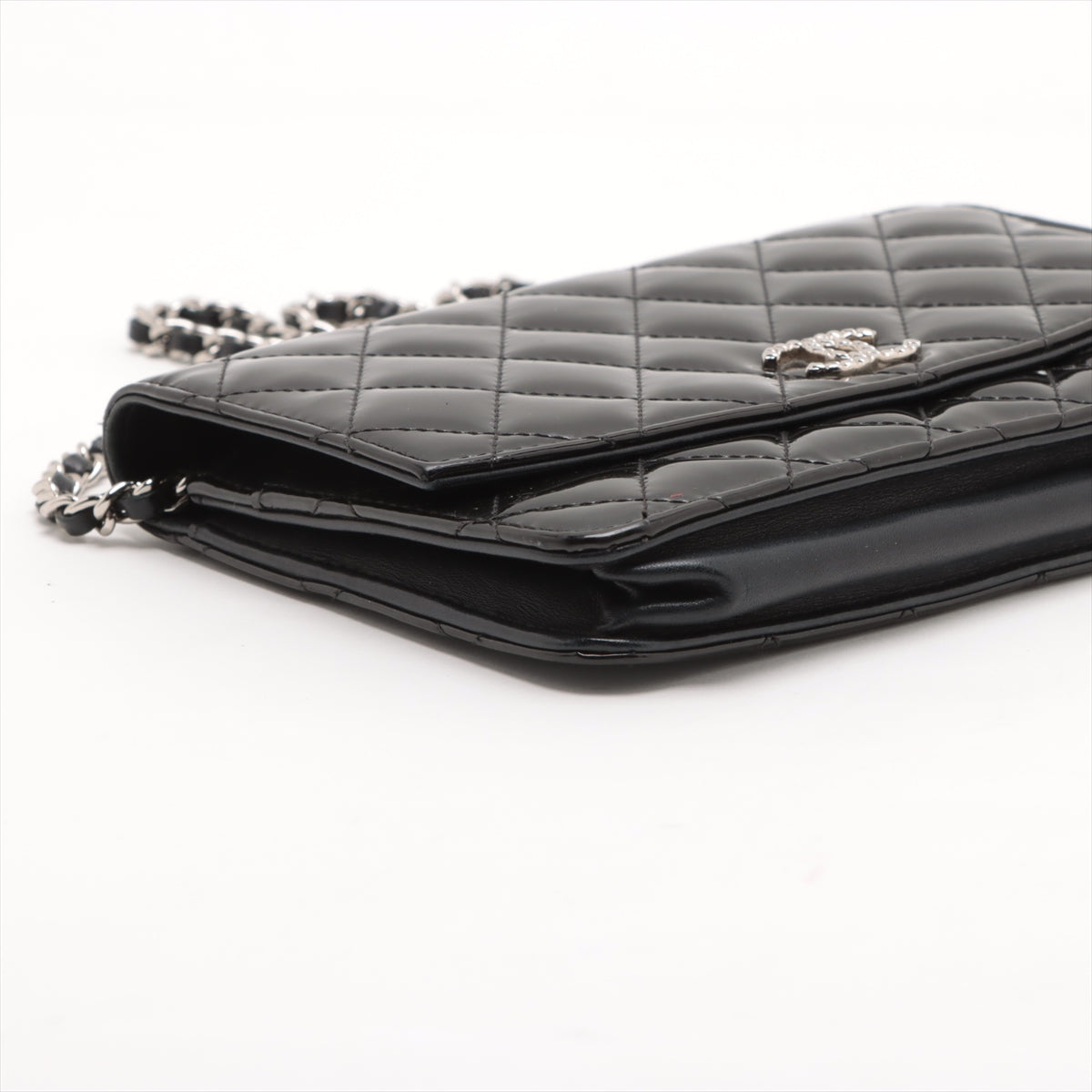 Chanel CC Logo Matelasse Patent Leather Chain Wallet Black * PREORDER *
