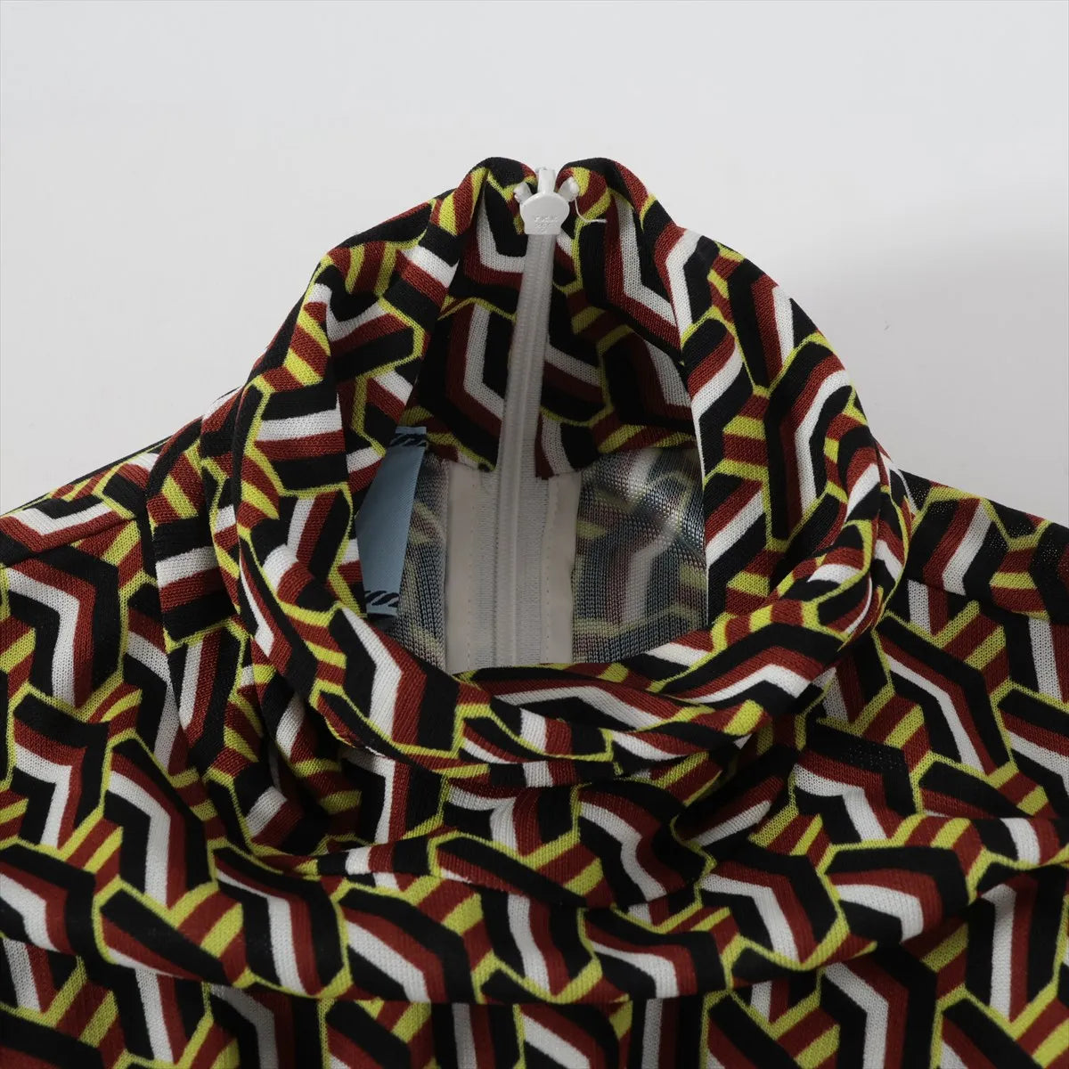 Prada Geometric Rayon Turtleneck Long Sleeve Dress Multicolor — product photo 4
