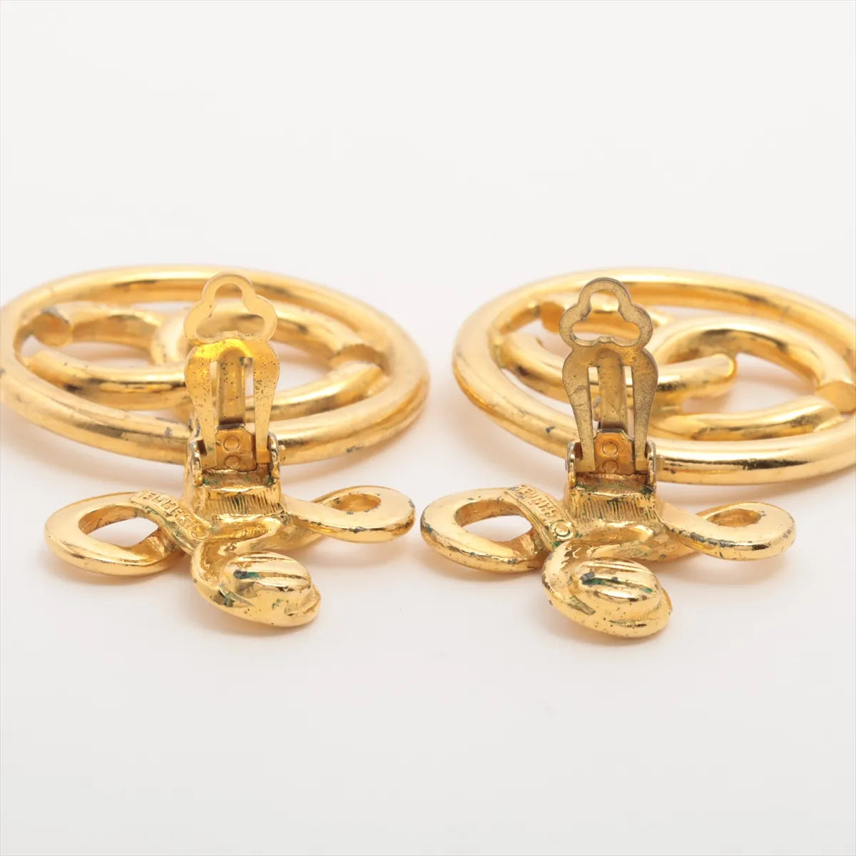 Chanel Twist CC Logo Round Stud Drop Earring