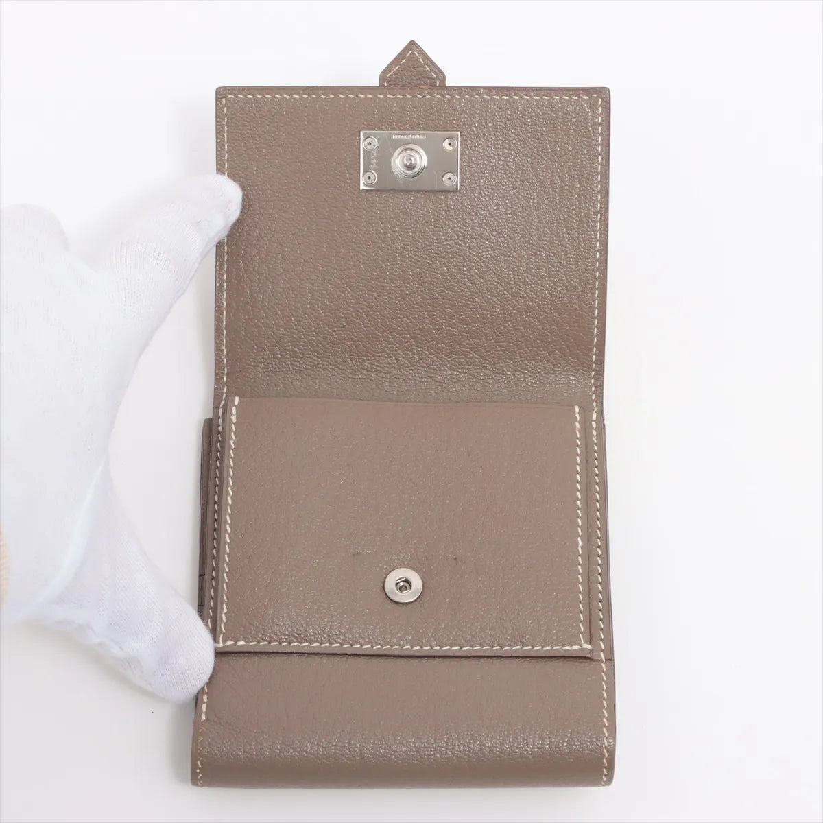 Hermès Bearn Recto Verso Compact Wallet Etoupe