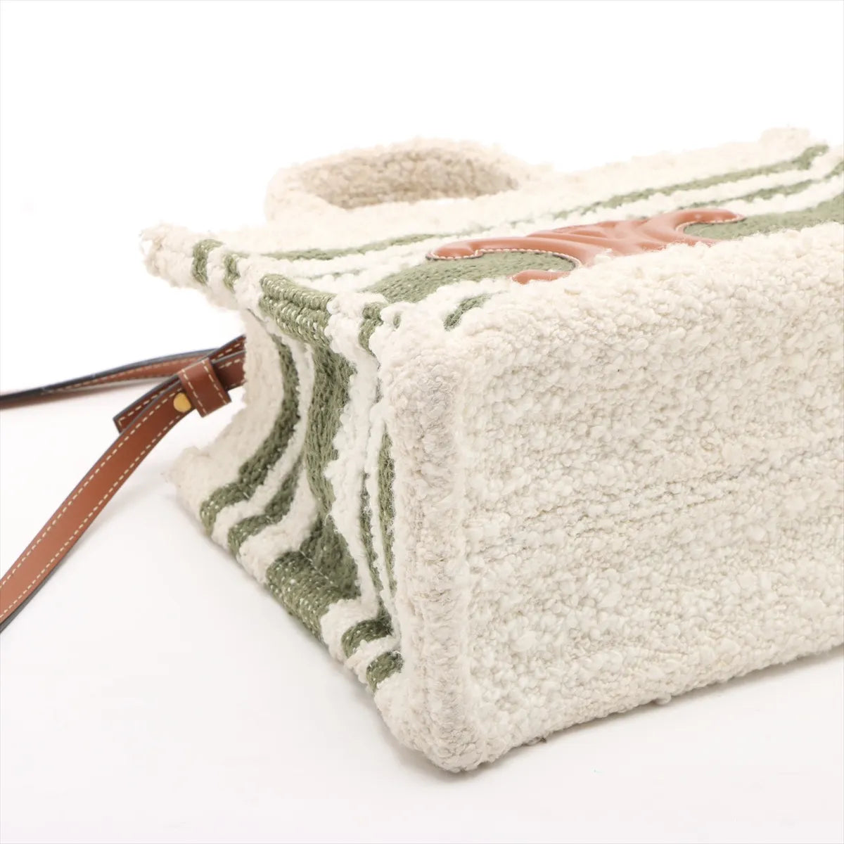 Celine Triomphe Small Cabas Two-Way Handbag White x Green — product photo 4