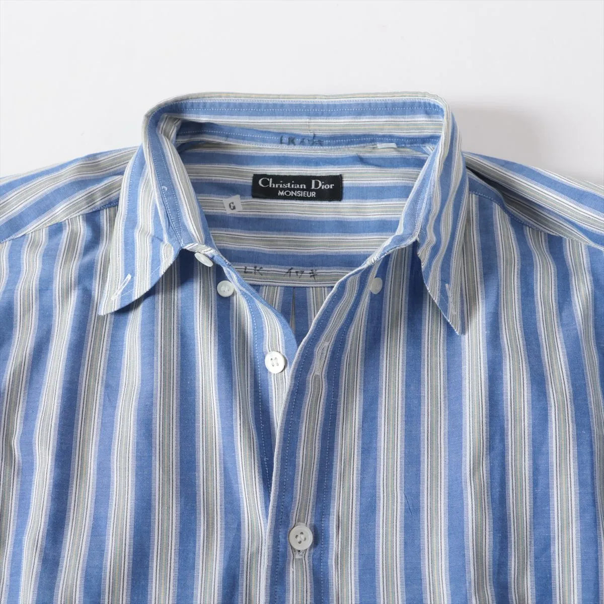 Christian Dior Striped Cotton Long Sleeve Shirt Blue x Gray