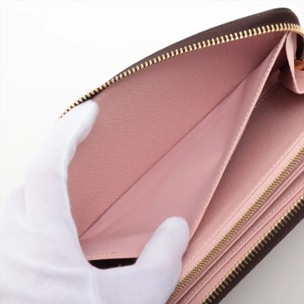 Louis Vuitton Damier Ebene Zippy Wallet Rose Ballerine