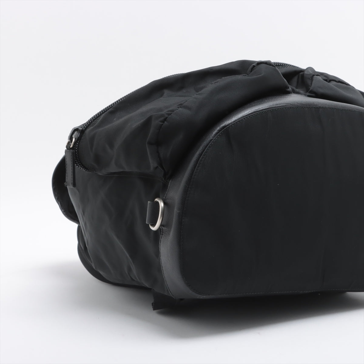 Prada Tessuto Saffiano Nylon Leather Drawstring Backpack Black