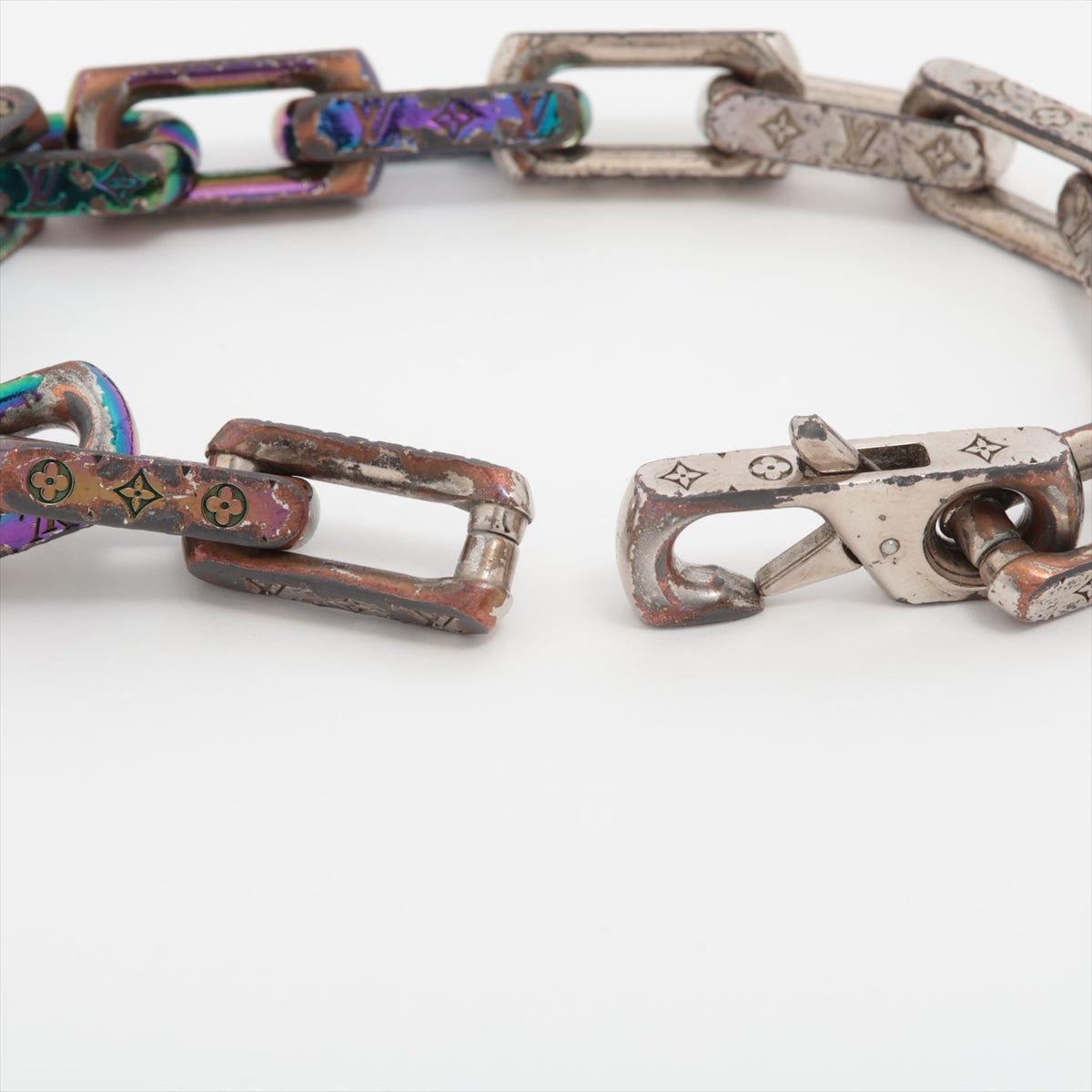Louis Vuitton Monogram Chain Bracelet Multicolor x Silver