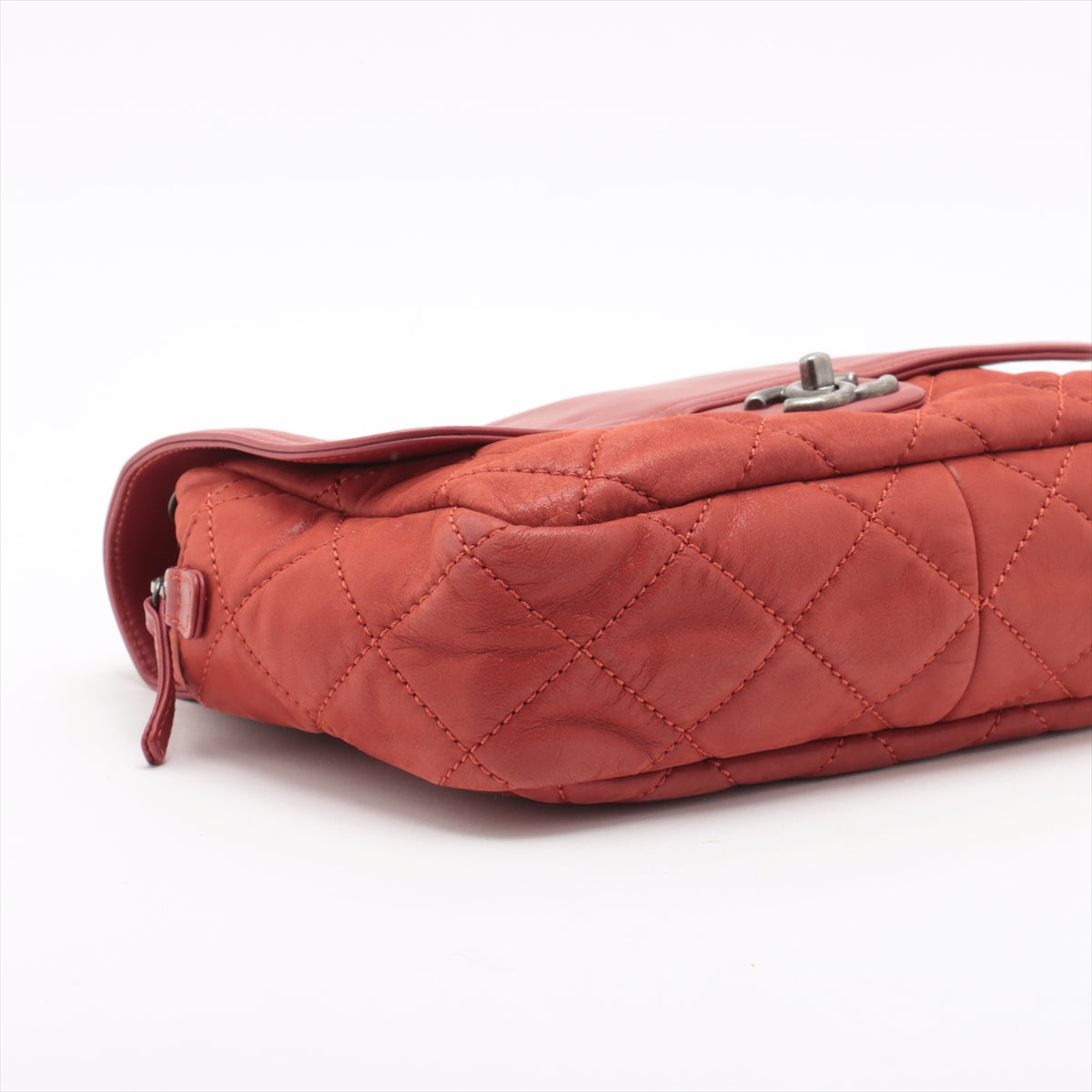 Chanel CC Logo Matelasse Leather Single Flap Double Chain Shoulder Bag Red * PREORDER *