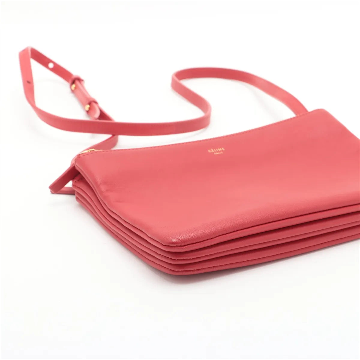 Celine Trio Leather Shoulder Bag Red