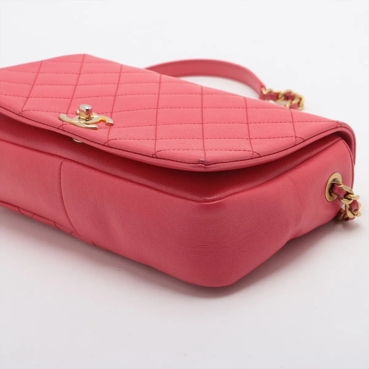 Chanel CC Logo Matelasse Caviar Skin Chain Shoulder Bag Pink
