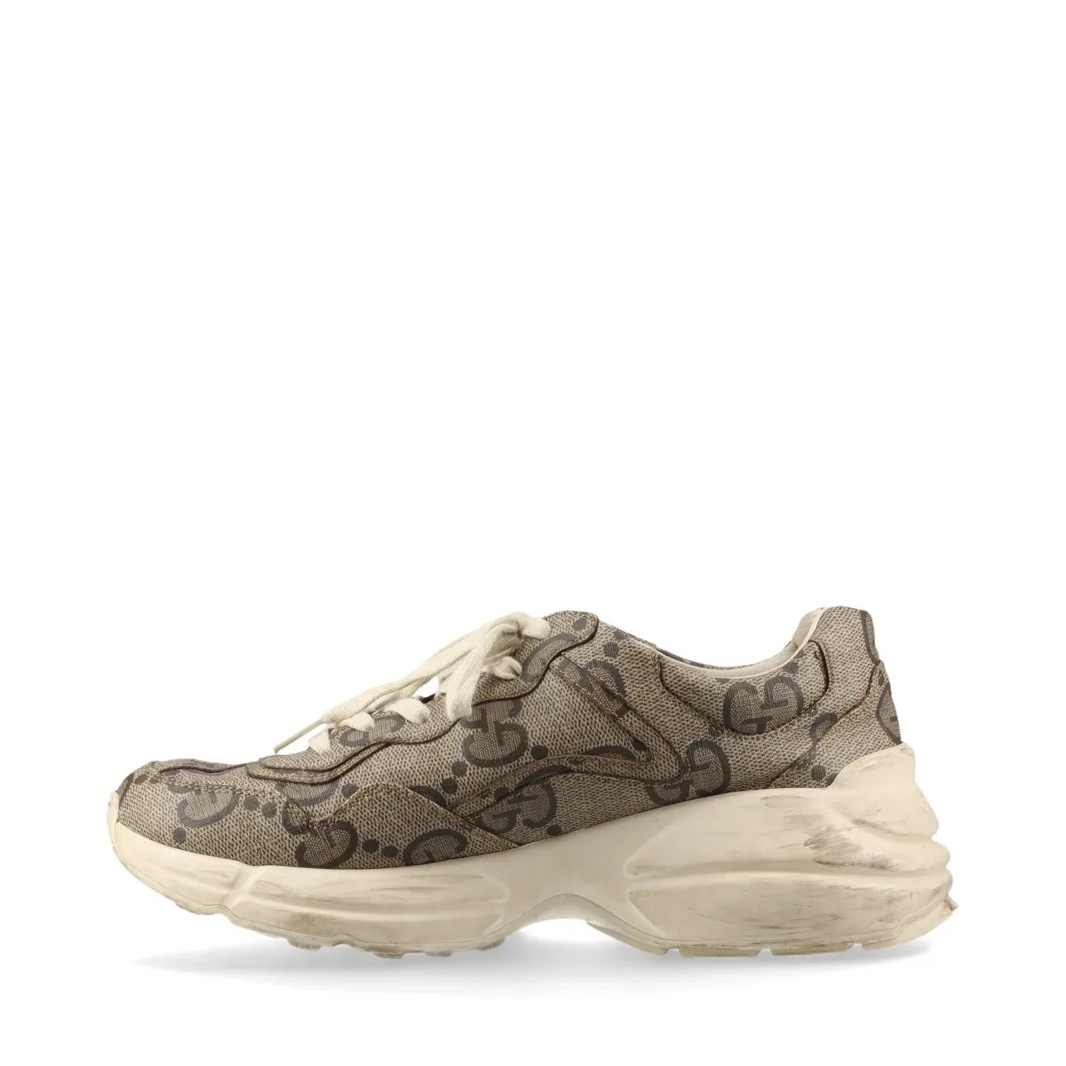 Gucci Rhyton Leather Sneakers Mens Beige