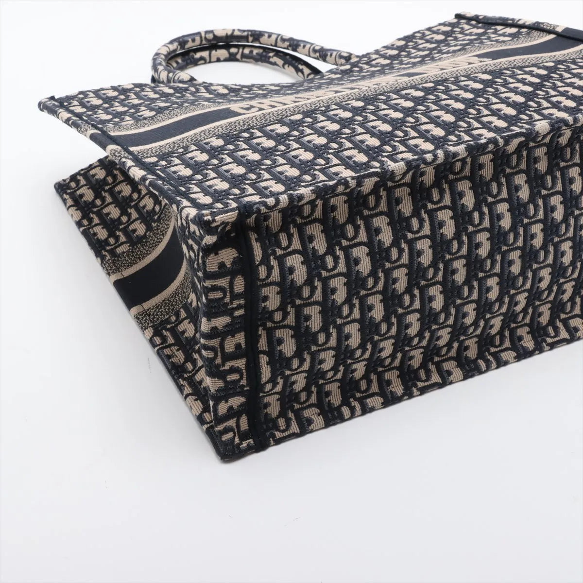Christian Dior Oblique Large Canvas Book Tote Bag Navy Blue