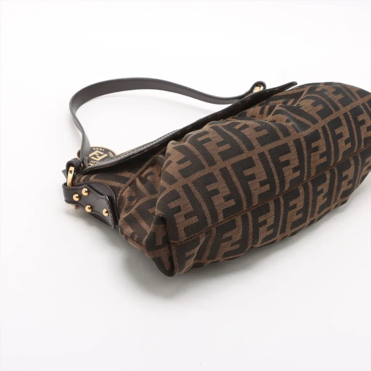 Fendi Zucca Canvas Leather Shoulder Bag Brown