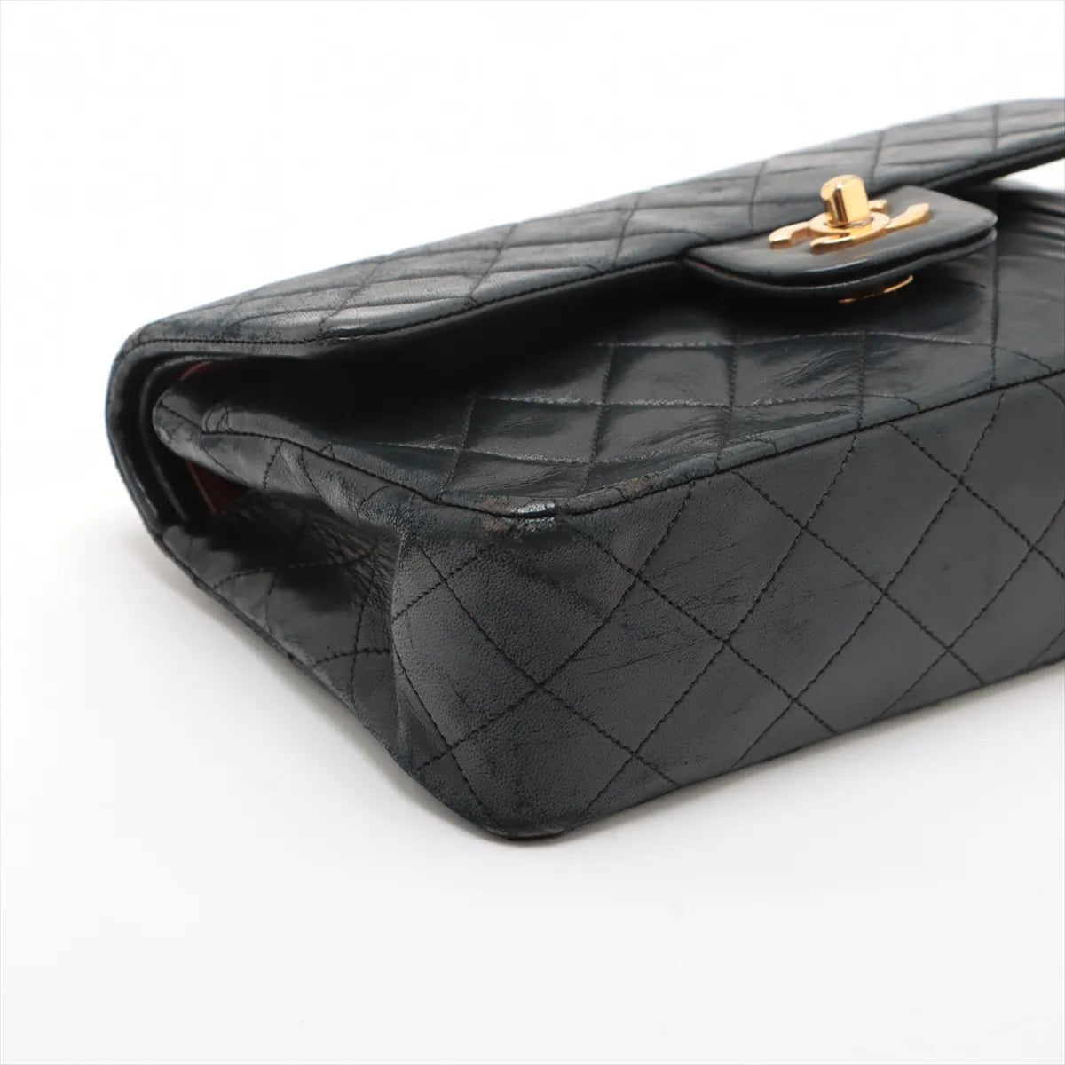 Chanel CC Logo Matelasse 23 Small Lambskin Double Flap Double Chain Bag Black