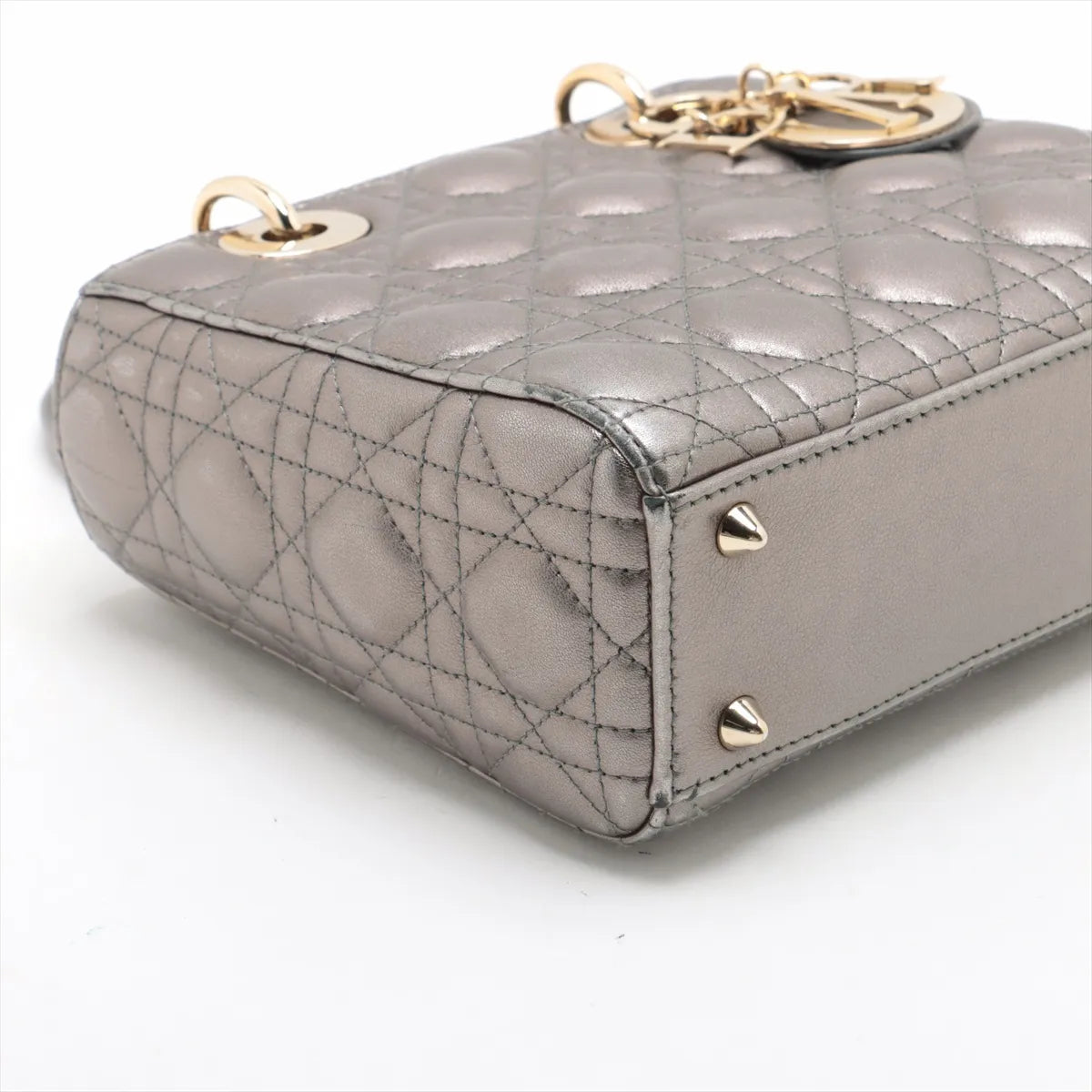 Christian Dior My Lady Dior Cannage Shoulder Bag Metallic Gray