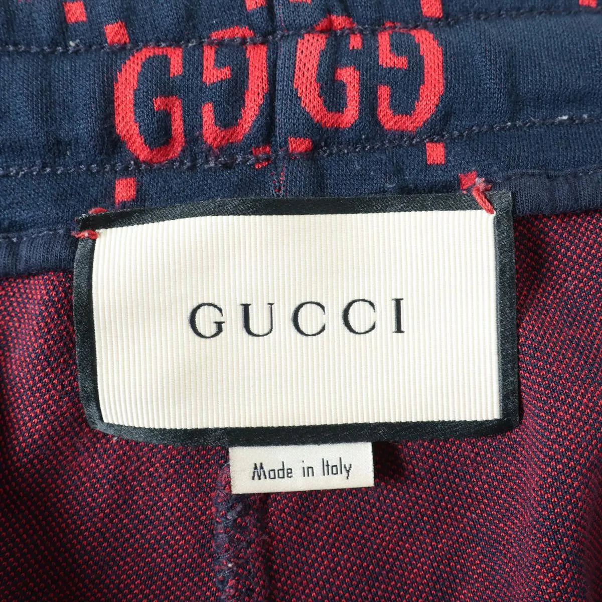 Gucci GG Jacquard Cotton Track Pants Navy Blue x Red