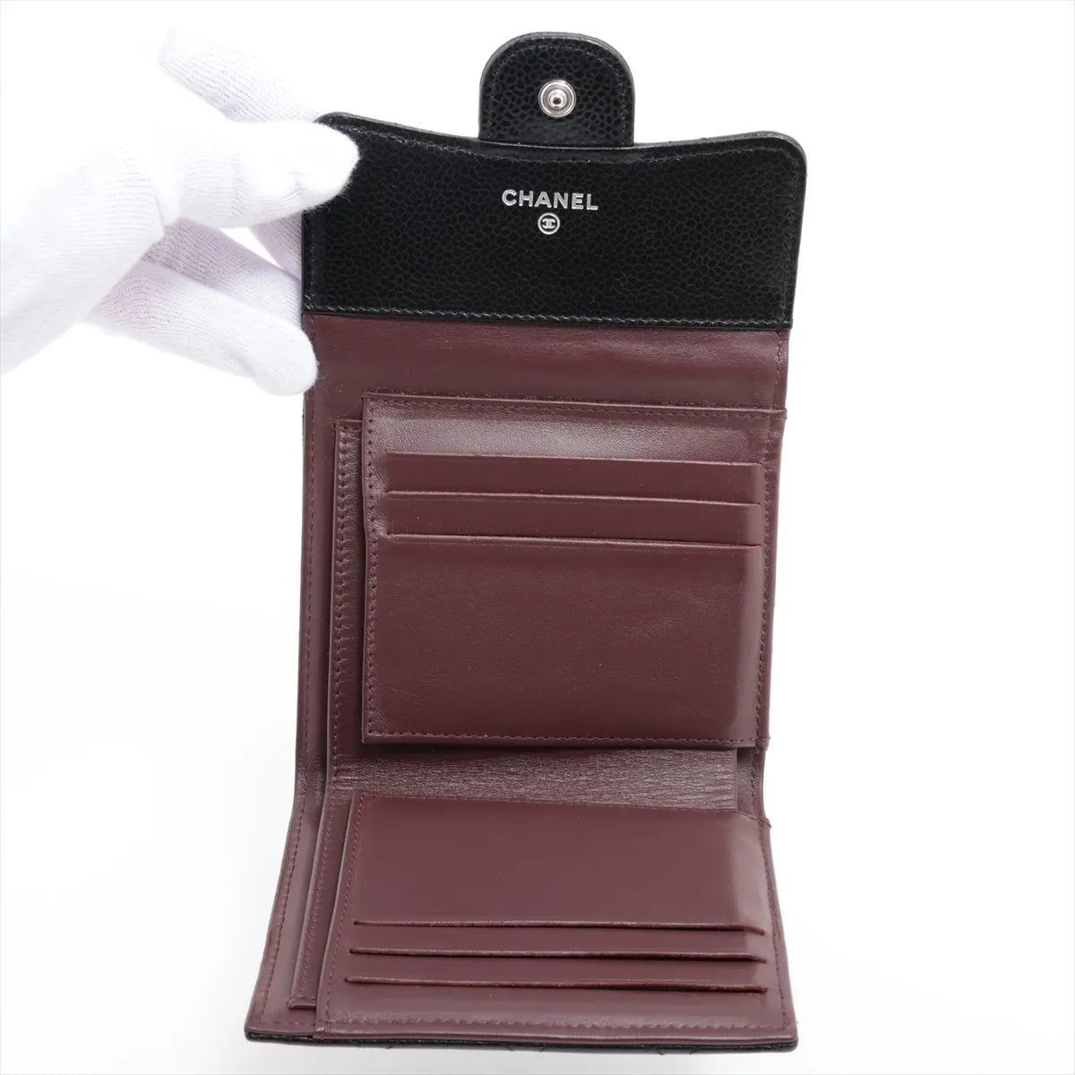 Chanel CC Logo Matelasse Caviar Skin Wallet Black