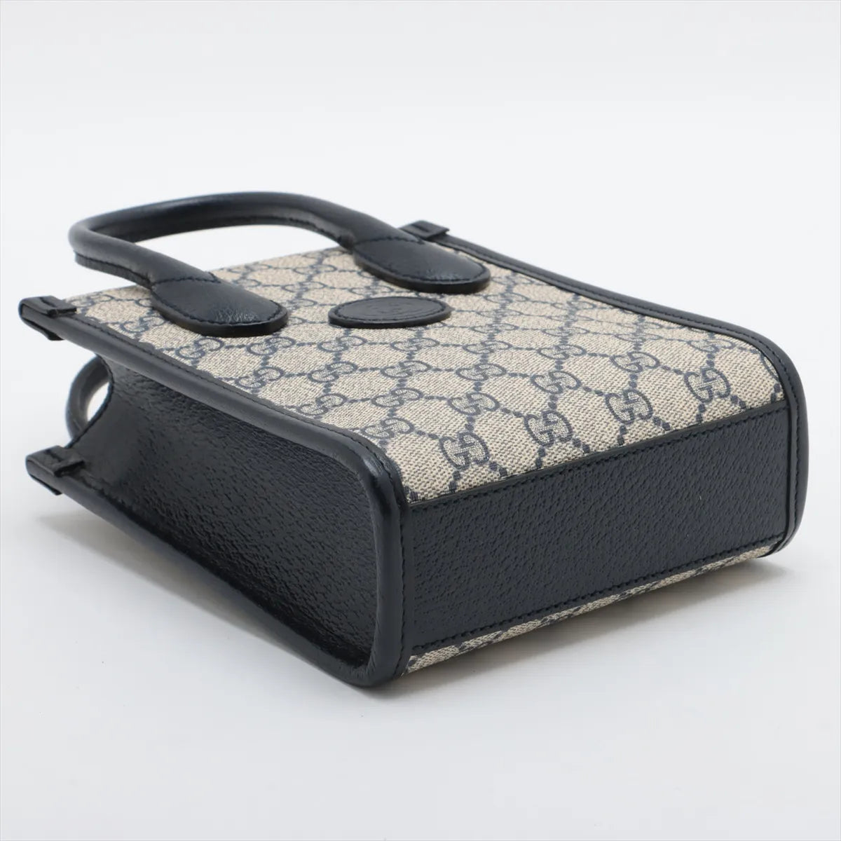Gucci GG Supreme Canvas Unisex Small Tote Crossbody Bag Navy Blue