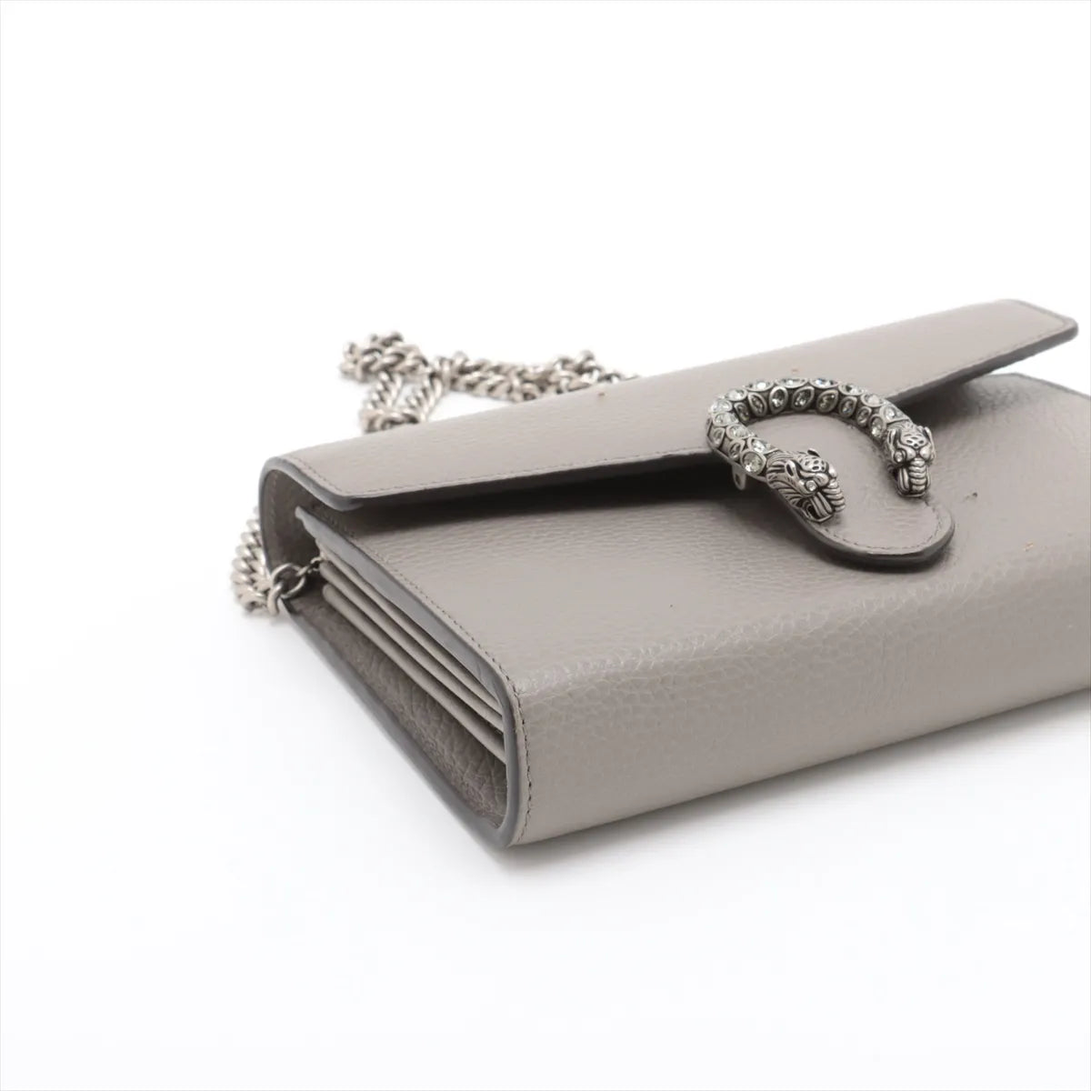 Gucci Dionysus Leather Chain Wallet Gray