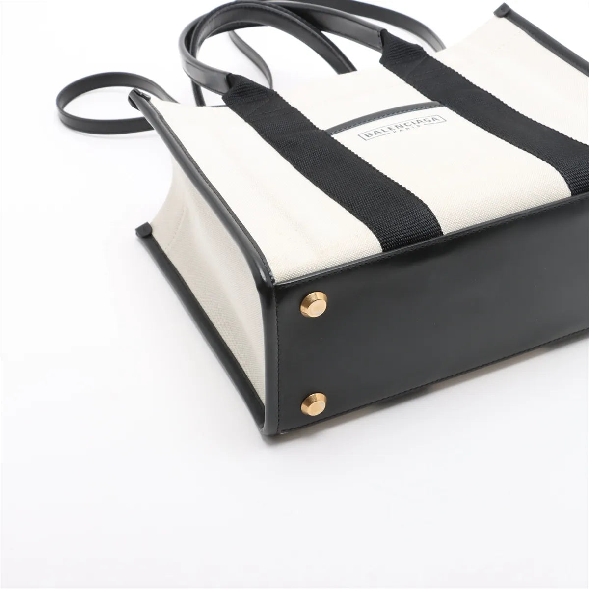 Balenciaga Hardware Canvas Leather Two-Way Tote Bag White x Black