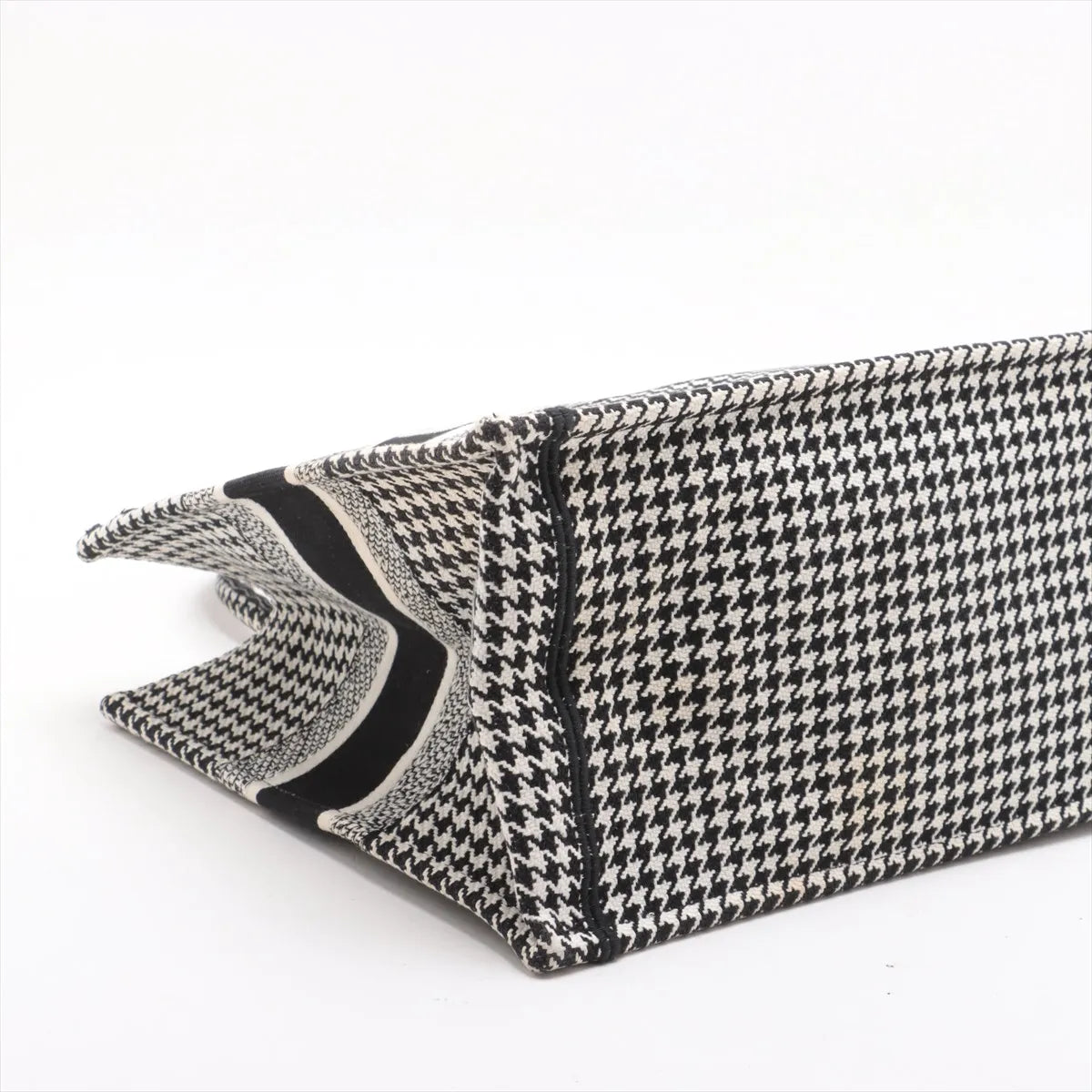 Christian Dior Houndstooth Canvas Book Tote Bag Black x White