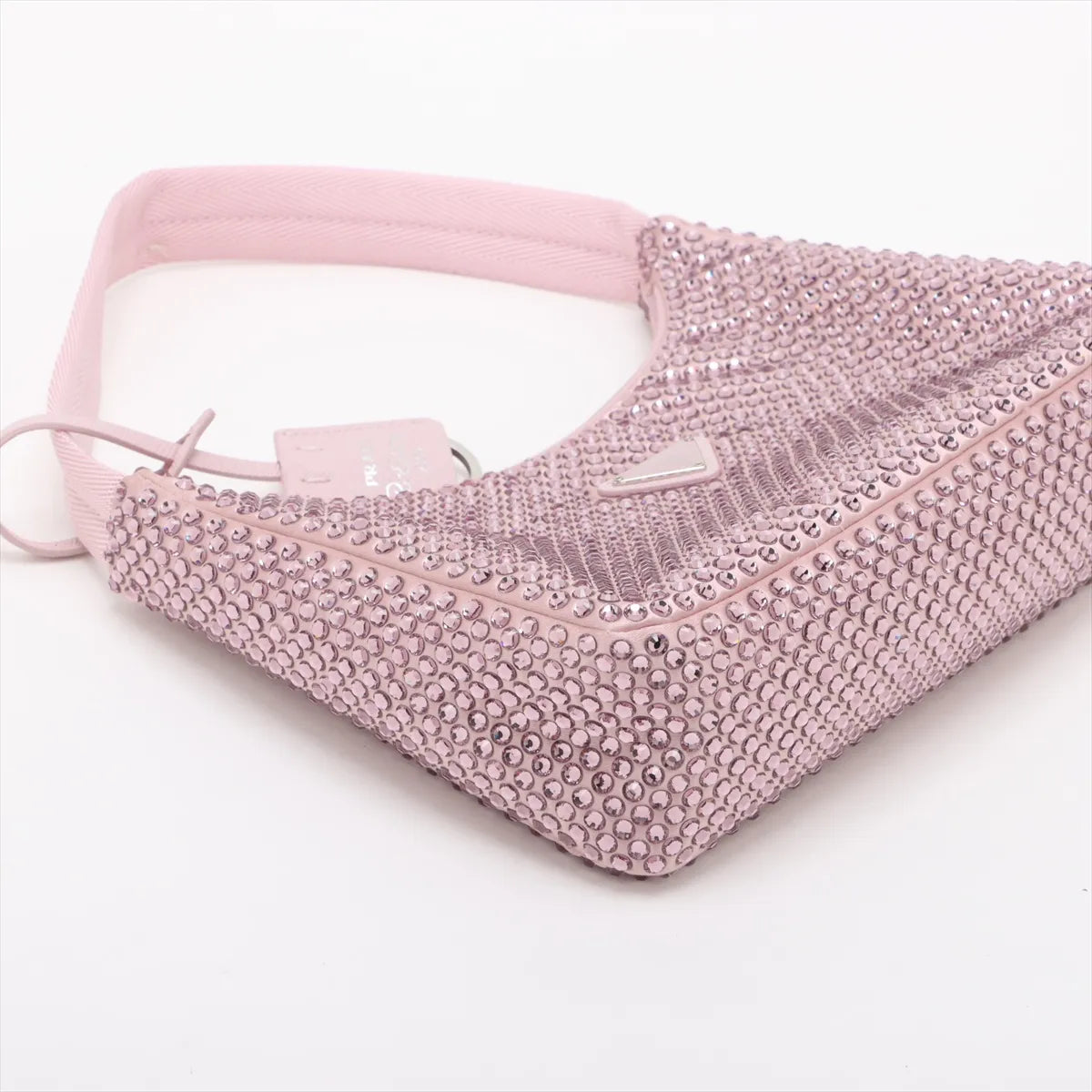 Prada Re-edition Satin x Rhinestone Shoulder Bag Pink — product photo 4
