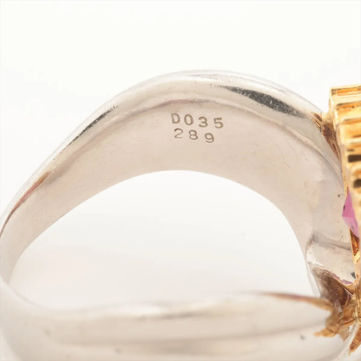 Garnet Diamond Two-toned Ring Yellow Gold x Platinum
