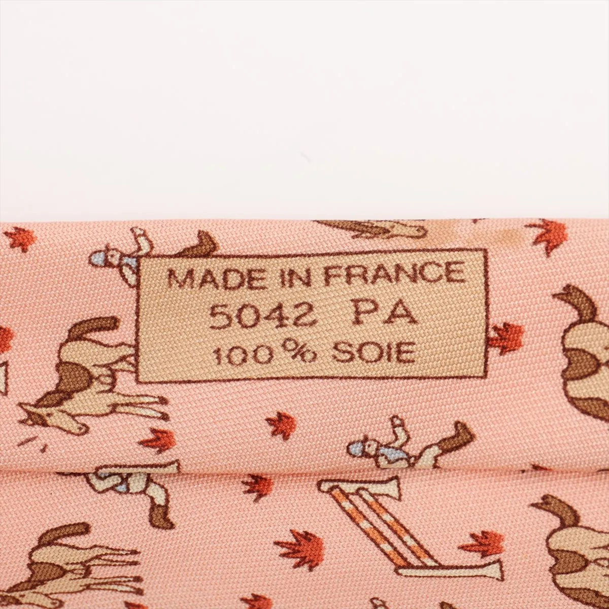 Hermès Horse Print Silk Necktie Pink
