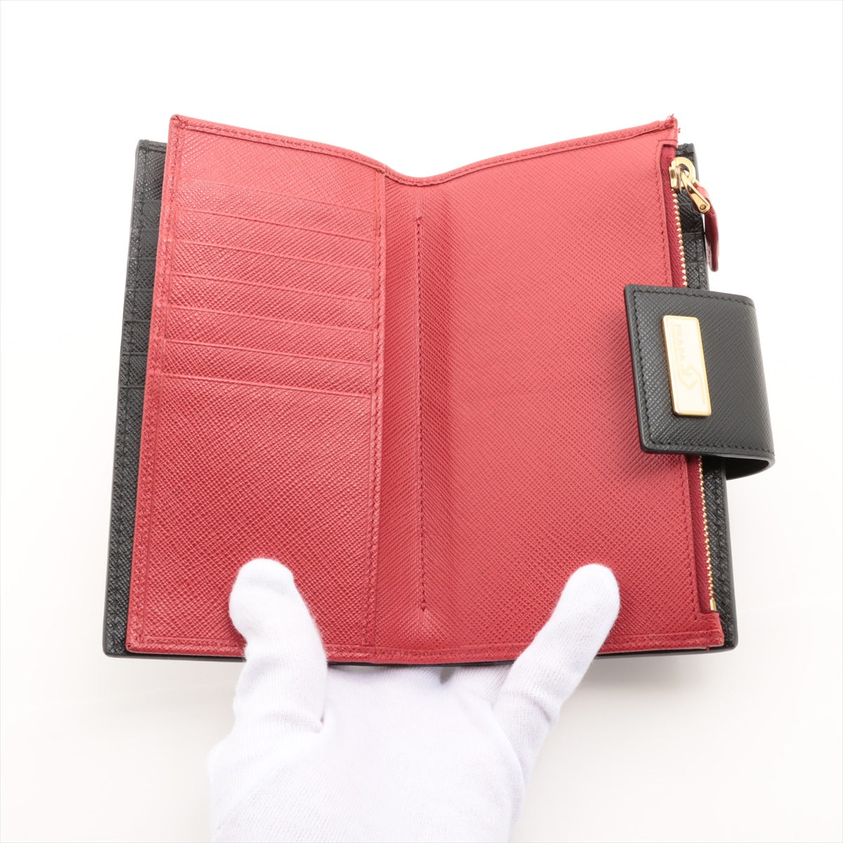 Prada Saffiano Smarto Robot Leather Wallet Black