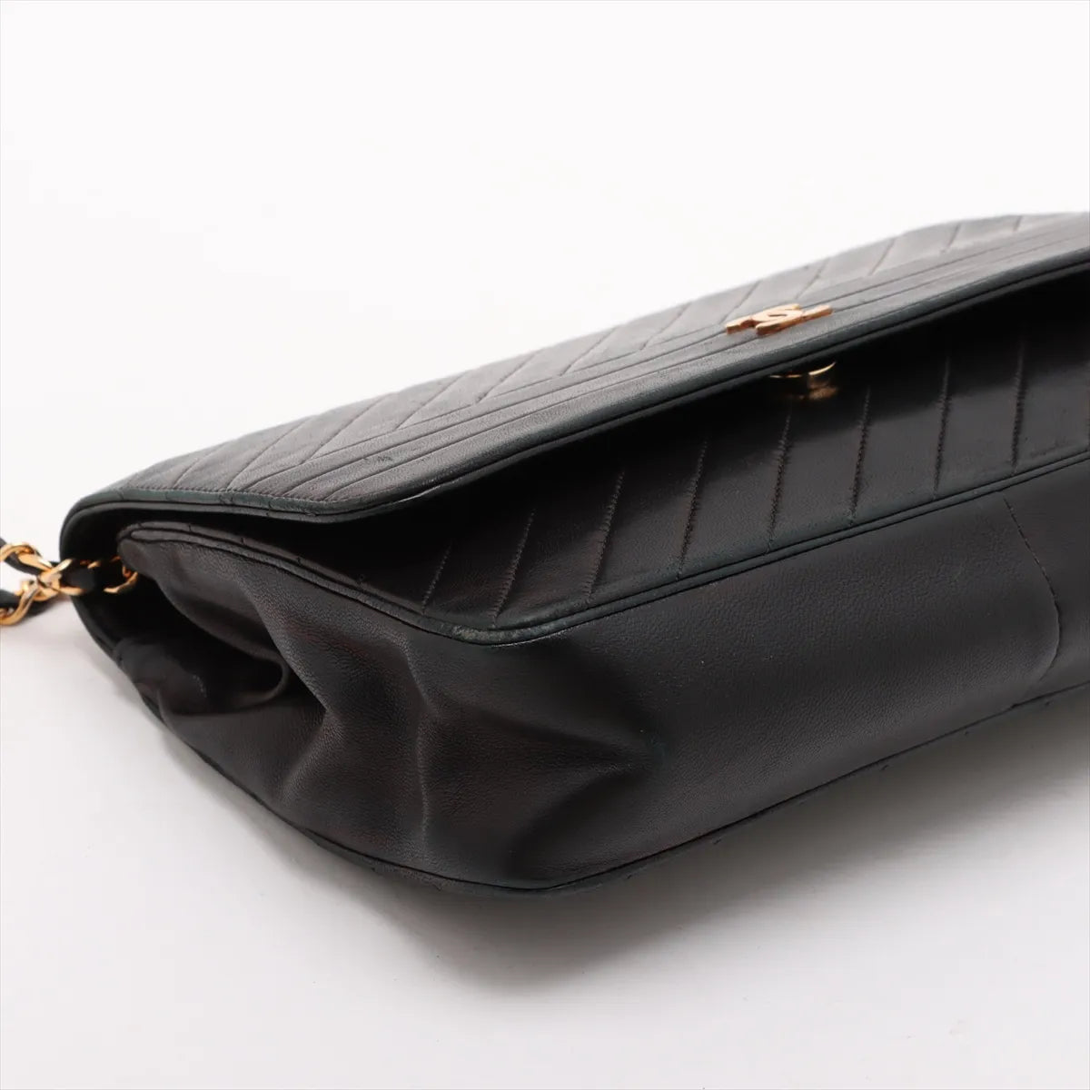 Chanel CC Logo Lambskin Chain Shoulder Bag Black