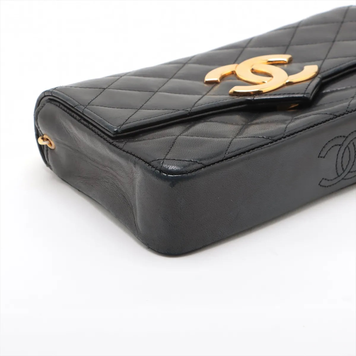 Chanel CC Logo Matelasse Lambskin Single Flap Single Chain Bag Black