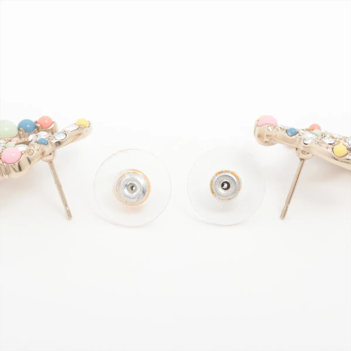 Chanel CC Logo Rhinestone x Pearl Stud Drop Earring Multicolor